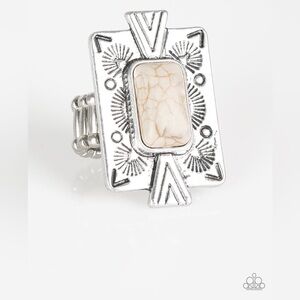 White Crackle Stone Ring